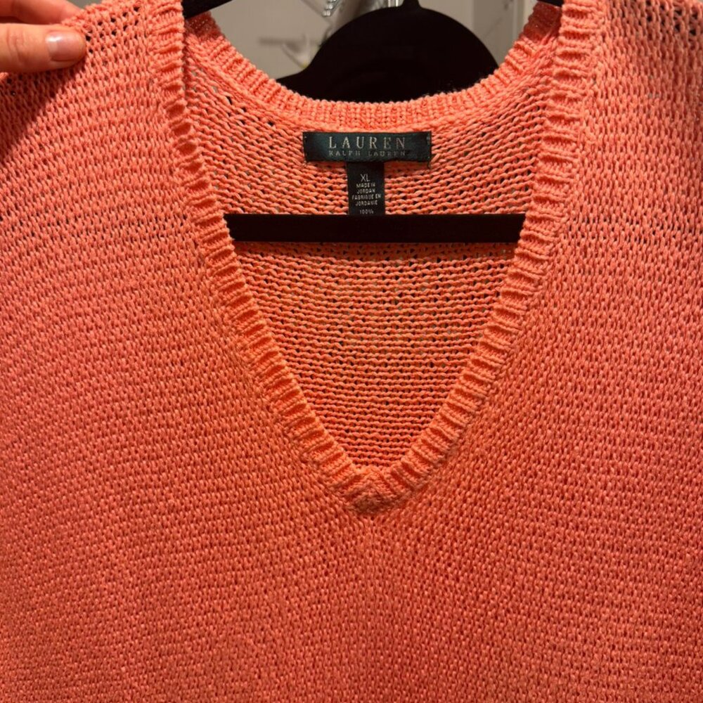 Lauren Ralph Lauren Coral Knit Sweater Vest_XL (Fits M)_rich coral /persimmon - Picture 2 of 9